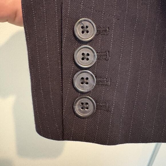 Banana Republic Blazer Womens 8 Black Pinstripe Two Button Office Career Jacket - Picture 7 of 15